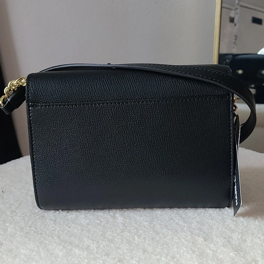 NWT Karl Lagerfeld Paris Maybelle Black Gold Heart Crossbody - Picture 4 of 8